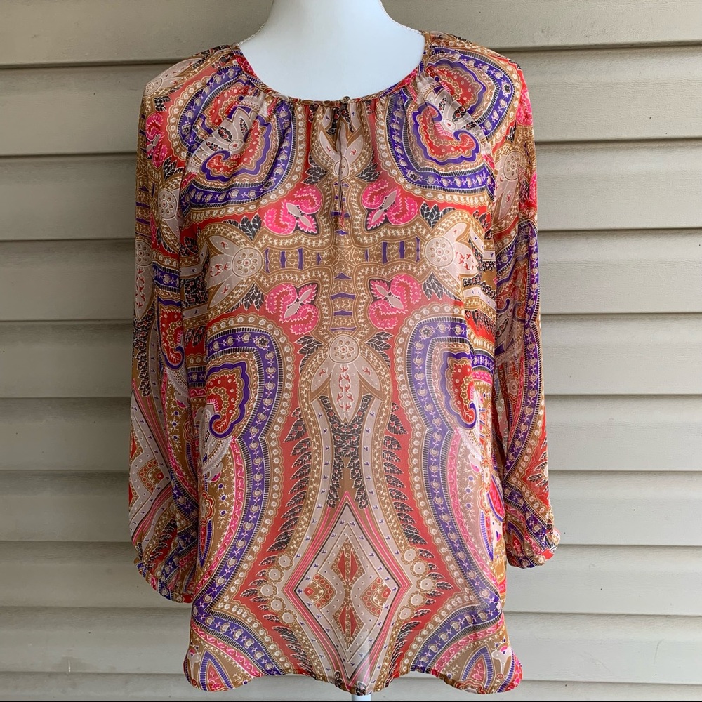 •New York & Co• Sheer Popover Blouse - Size Small